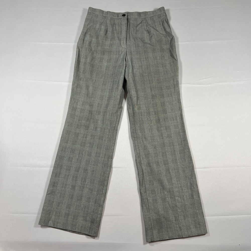 Tribal Chino Pants Womens 8 Gray Houndstooth Plaid Stretch Extensible High Rise